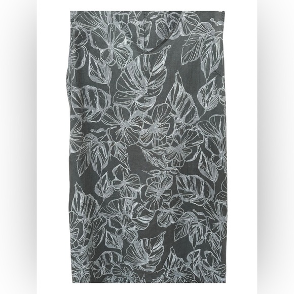 ✨ 36. Linen floral palm print sleeveless dress in plus size 3X - Picture 3 of 15